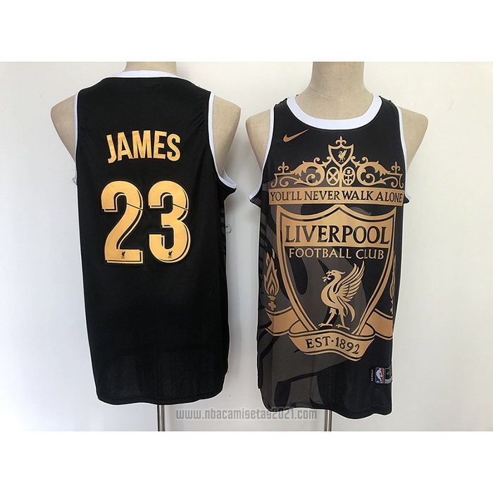 Camiseta Los Angeles Lakers Lebron James #23 Liverpool Negro